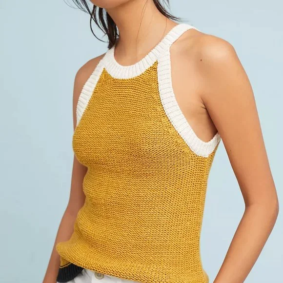 Moth Anthropologie Colorblock Halter Sweater Tank- Women’s Size Medium - Picture 3 of 10
